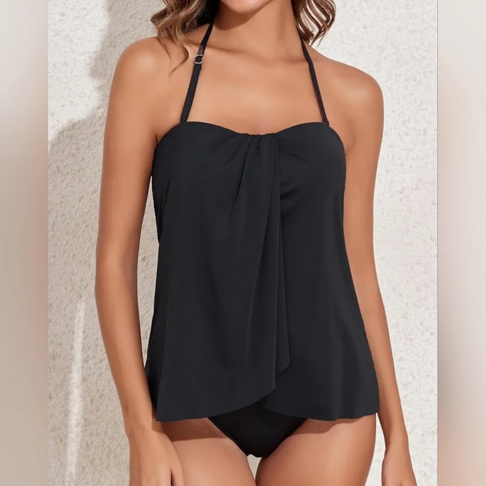 New with tags! Tempt Me Womens Medium black halter tankini swim suit